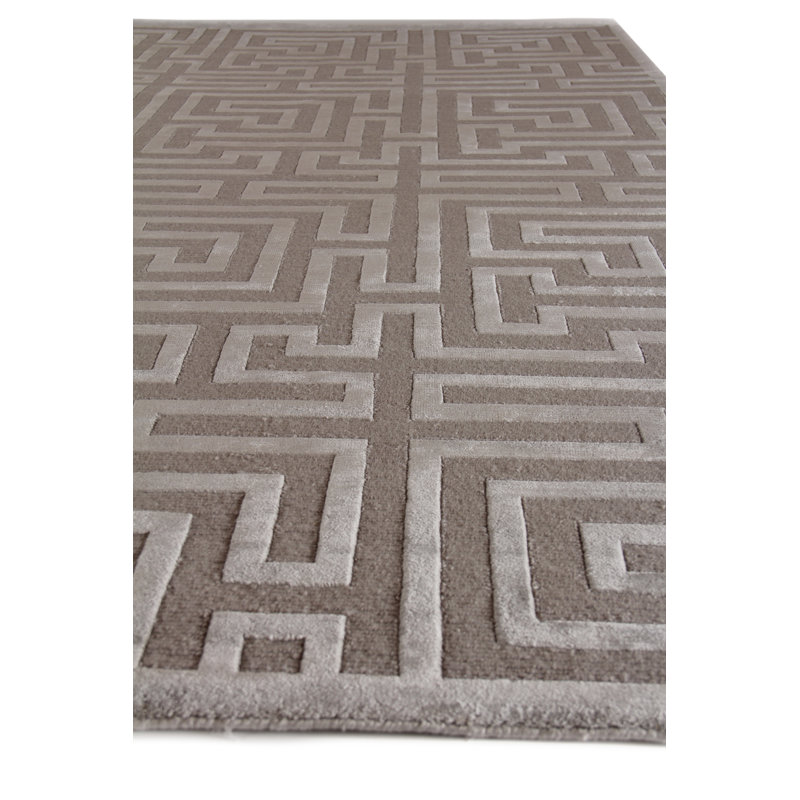 Metro-Velvet Geometric Area Rug in Taupe, Rectangle 9' x 12'