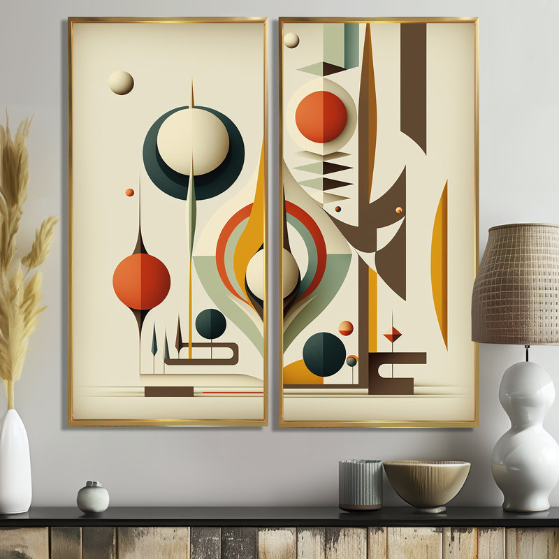 Art mural rétro sur toile Mid-Century graphique VI, 32" H x 32" W, Framed Print without Mat, Gold
