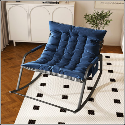 Rocking Chair With Storage, Cushions & Armrests, All-Season Comfort Lounge Recliner, Breathable Ergonomic Lounge Chair For Bedroom, Living Room, Patio, Garden