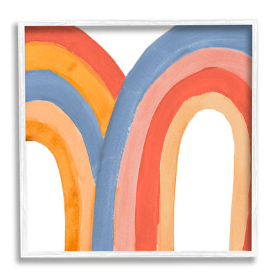 Playful Double Rainbow Arches Blue Red Orange par Emily Navas - Peinture