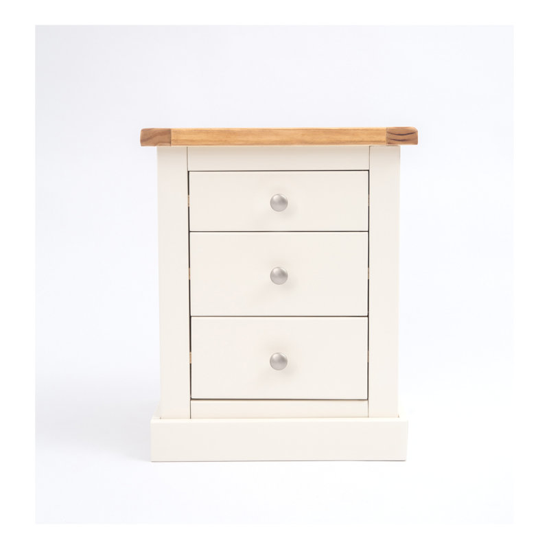 Clarke 45cm W Plywood / Laminate Board Bedside Table, White/Satin Chrome