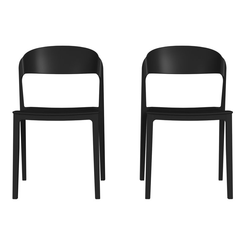 Ensemble de 2 chaises de patio empilables, Black