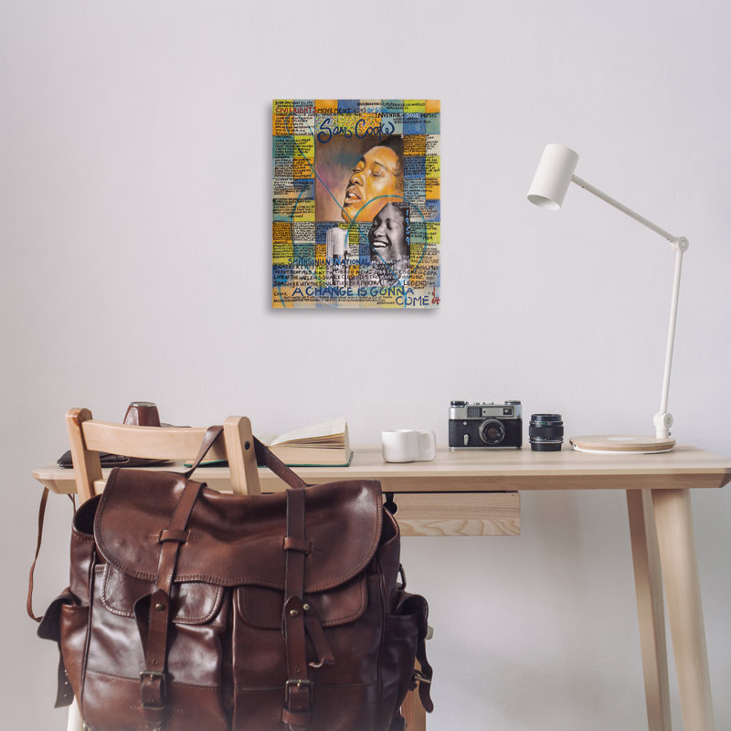 "Sam Cooke", art mural sur toile par Sabin, H 30 po x l 24 po