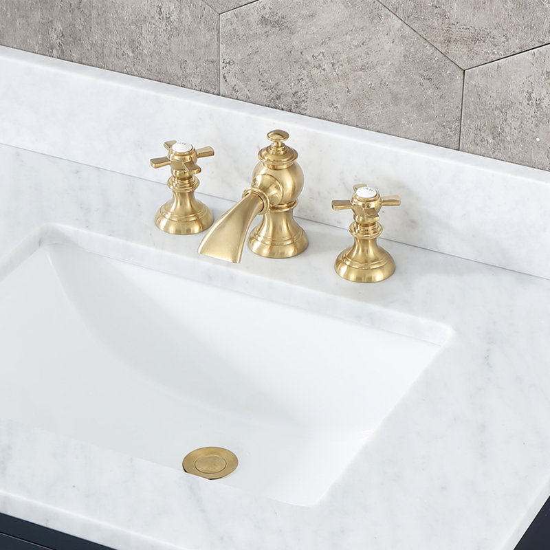 Robinet pour salle de bain Erath, Croix plate, Laiton satiné