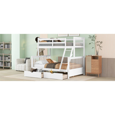 Lit simple superposé uni blanc avec rangement - Améliore l'organisation de la pièce et convient à différentes tailles de chambre à coucher