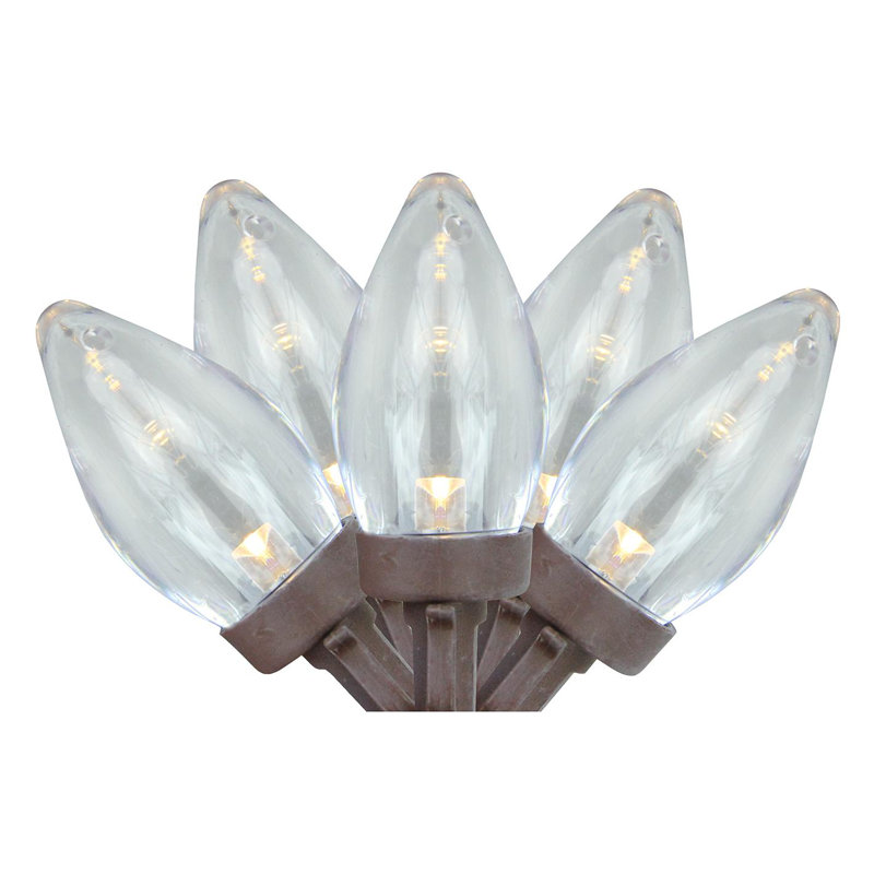 25 lumières DEL de Noël blanc chaud C7 - fil brun de 16 pi