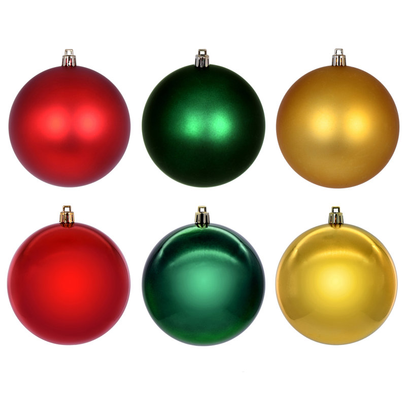 Ornement boule de Noël (ensemble de 24), H 3 po x l 3 po x P 3 po, Rouge / Noir / Blanc, 24