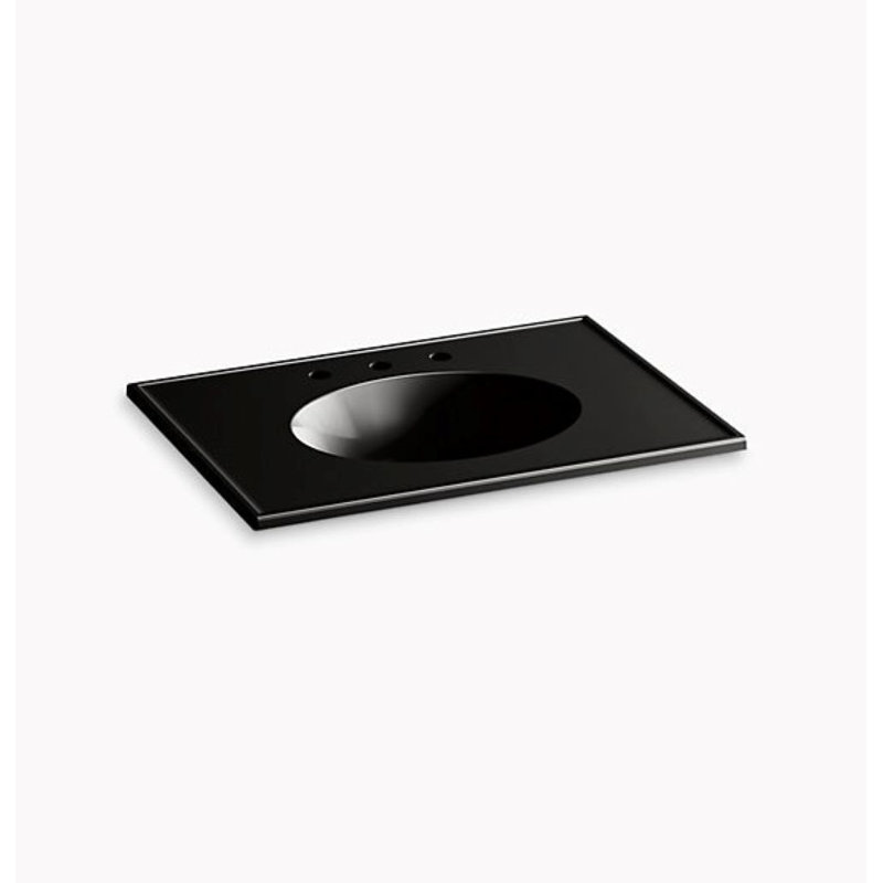 Plateau de meuble-lavabo simple 31 po avec lavabo Ceramique Impressions, Noir, Rectangulaire