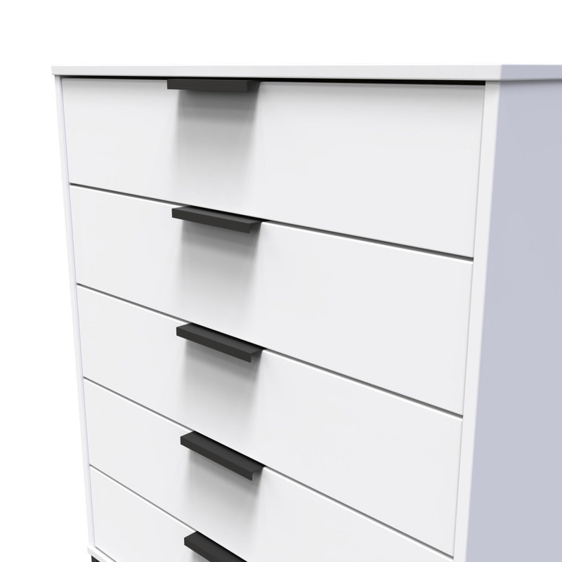 Turah 77 cm W Chest of 5 Drawers, White Matt