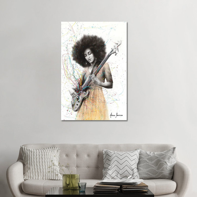 «Bass Funk» par Ashvin Harrison - impression d'art graphique, H 48 po x l 32 po x P 1,5 po, Toile tendue, Sans mat