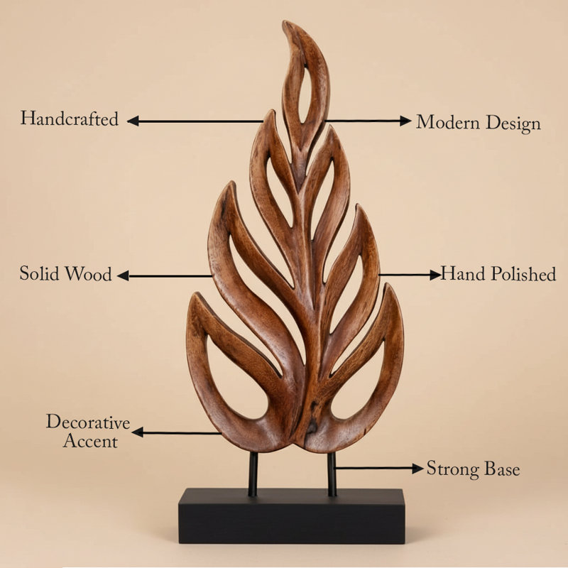 Madilyn Handmade Wooden Leaf Sculpture for Living Room & Hallway – Christmas Home Decor