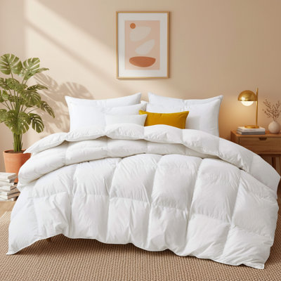  Insert de couette en plumes d'oie blanches toutes saisons avec housse en coton 300TC
