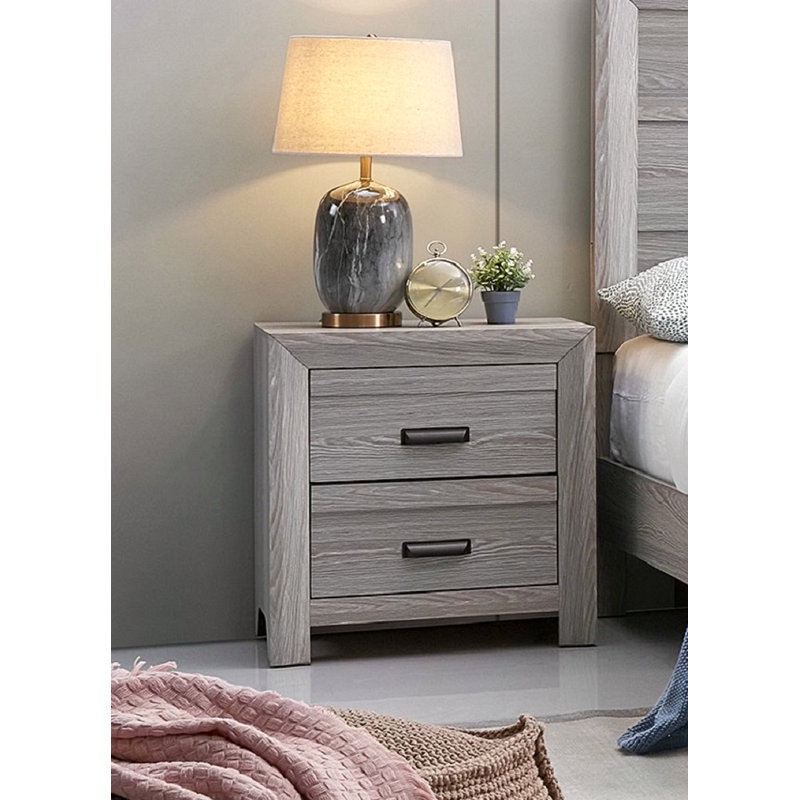 Table de bout de table de chevet contemporaine 1Pc avec deux tiroirs de rangement