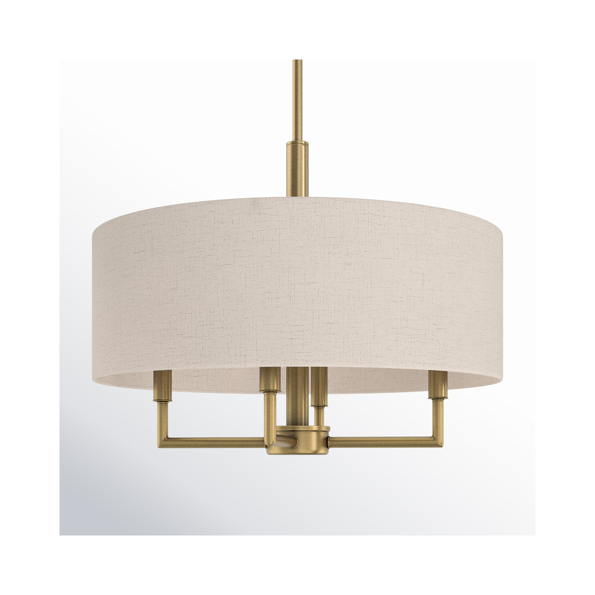 Flaire 4-Light Dimmable Shaded Drum Chandelier, Antique Brass