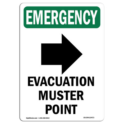 Evacuation Muster With Symbol Aluminum Sign 12 x 18