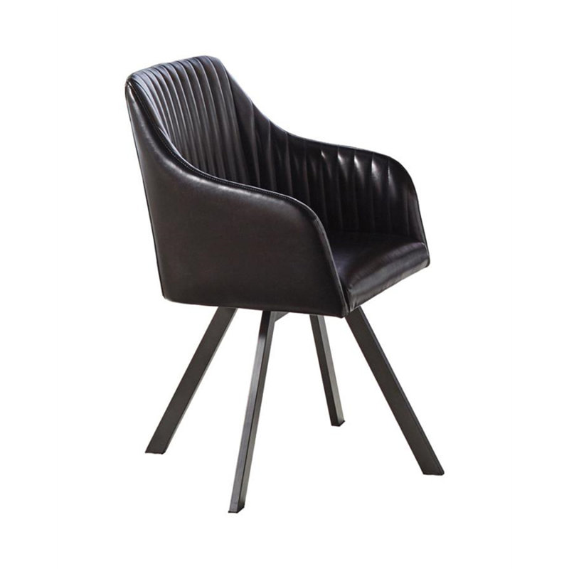 Asaria 19.5'' H Tufted Upholstered Armchair, Leatherette Black, Gunmetal