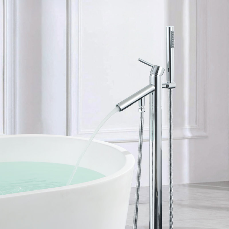 1 Handle Floor Freestanding Tub Filler with Diverter, Chrome