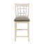 Chaises à hauteur de comptoir blanc antique avec cadre en bois 2 pièces - Siège rembourré brun