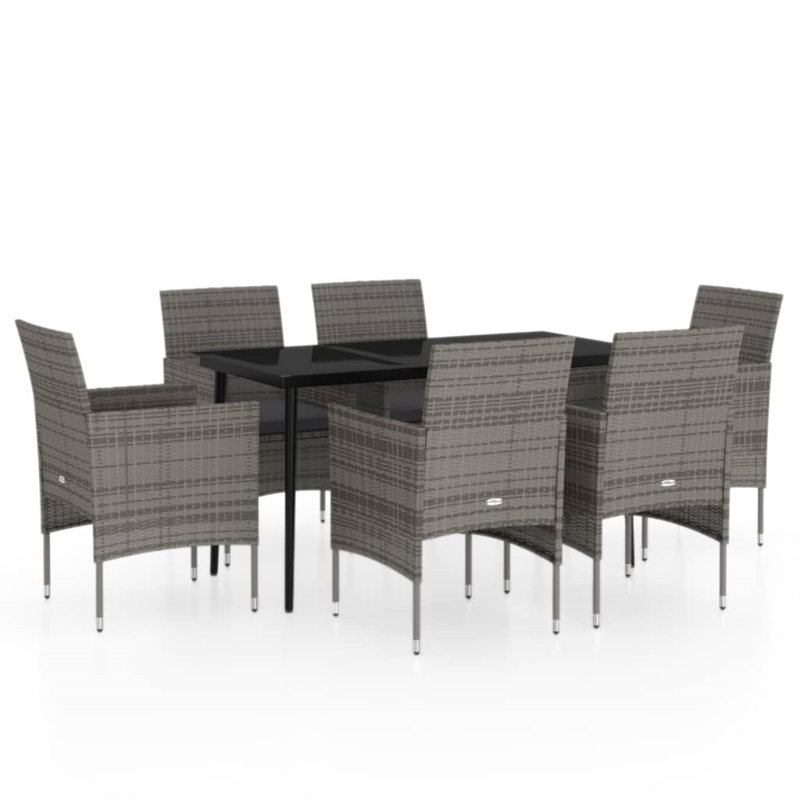 Ensemble repas pour 6 personnes Chesterman, L 55,1 po x l 27,6 po x H 29,1 po, Gris / noir