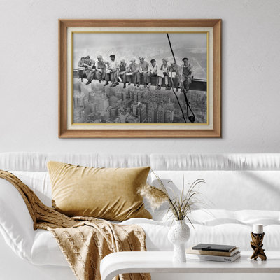 Skyscraper Construction Workers Vintage Artwork, Industrial Office Pictures, Framed Canvas Giclee Print Wall Art.