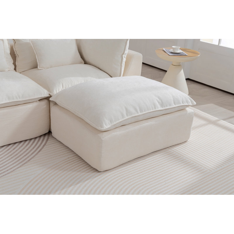 Canapé modulaire surdimensionné gaufré en tissu gaufré surdimensionné True Relax, Blanc antique