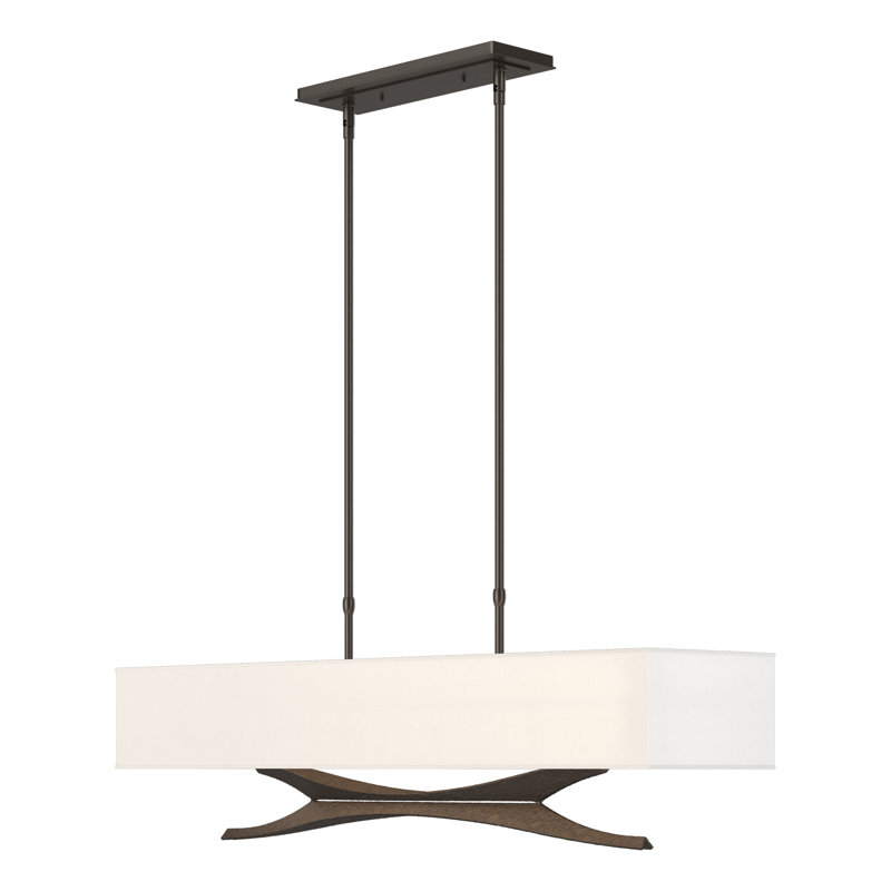 Luminaire suspendu pour îlot de cuisine 4 lumières Moreau, Anna ton naturel, Bronze frotté à l'huile