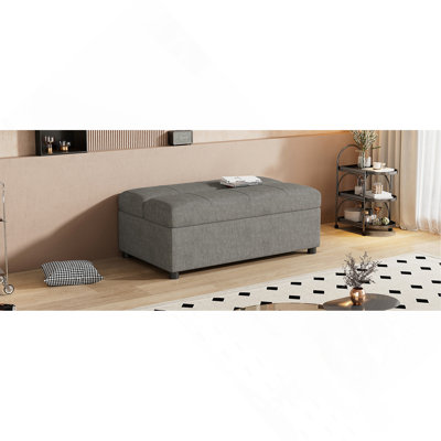 Twin Size Folding Ottoman Sleeper Bed with Mattress Convertible Guest Bed,Dark Gray