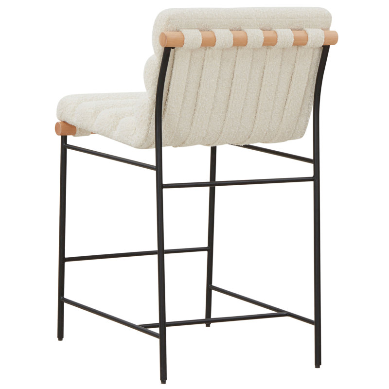 Eila Channel Tufted Boucle Counter Stool  , Ivory