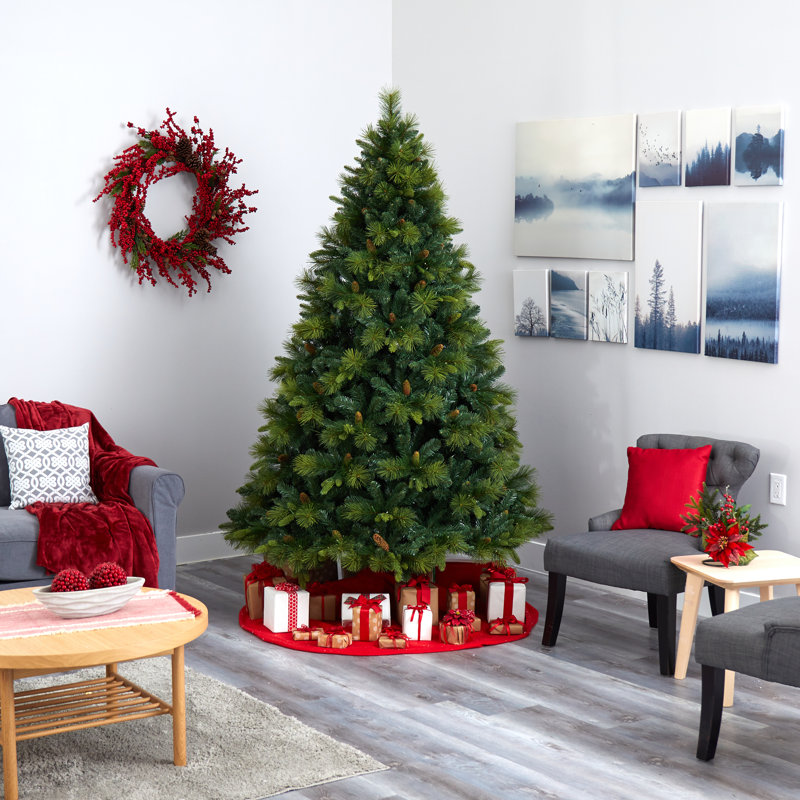Lighted Artificial Pine Christmas Tree, 7.5' H