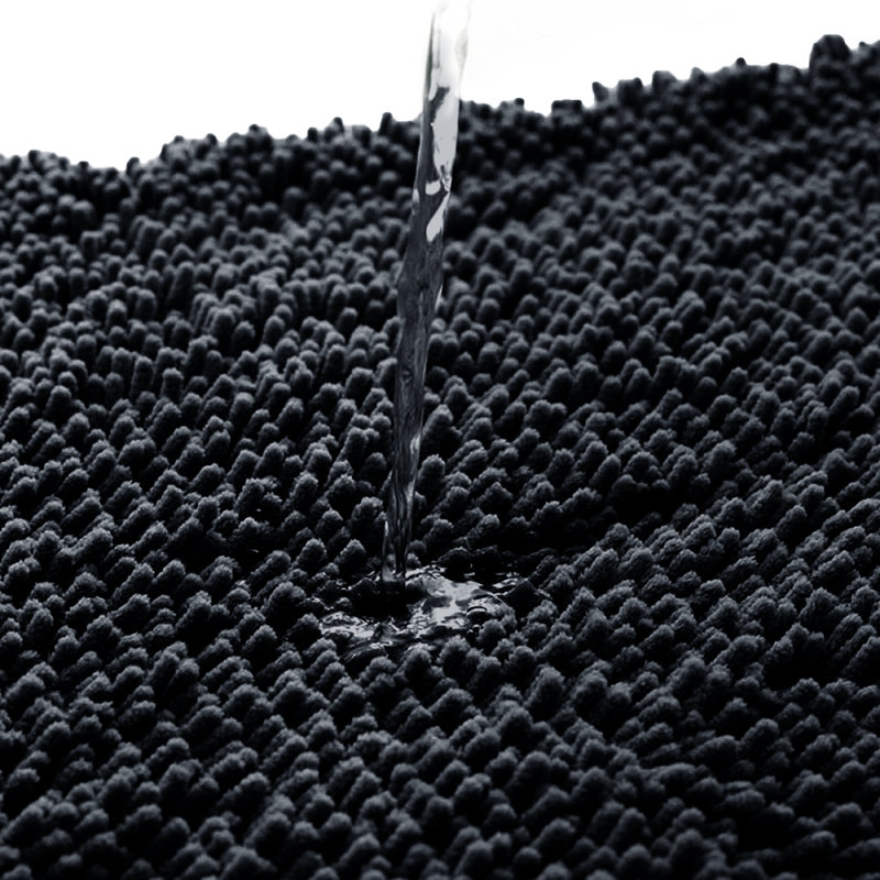 Luxury 100% Microfiber Chenille Door Mat - Soft, Absorbent And Non-Slip Floor Mat, Black, 50 cm x 80 cm