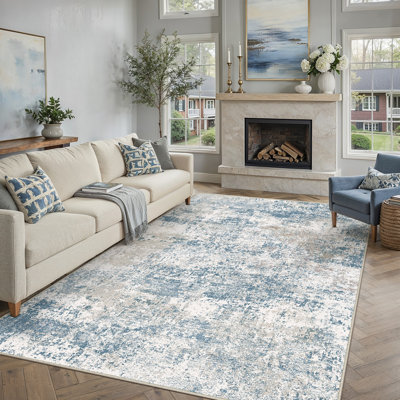 Sarah Modern Abstract Machine Washable Area Rug With Non-Slip Backing