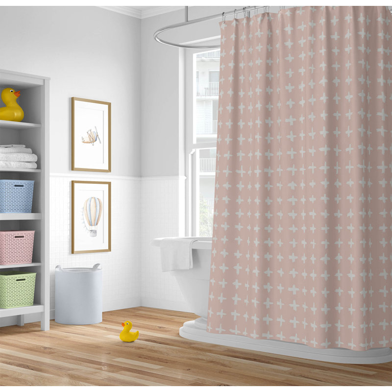 Check Ultra-Thin Lightweight Shower Curtain, Pink