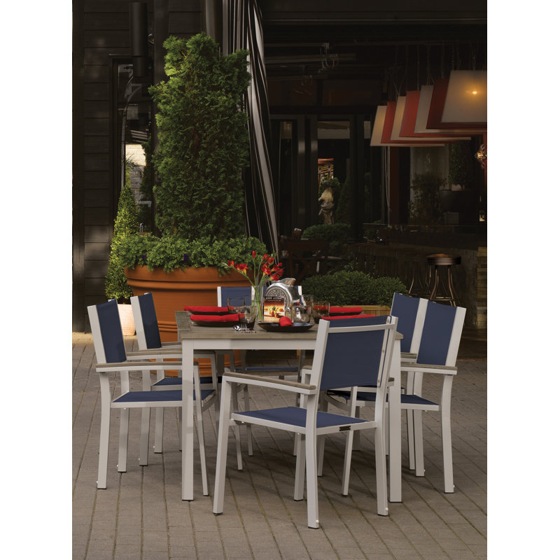 Travira Stacking Patio Dining Chair, Ink Pen, Tekwood Vintage, Flint