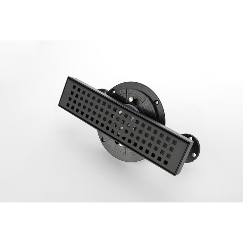Drain de douche linéaire de 12 pouces avec grille quadrato amovible, drain de douche en acier inoxydable 304, crépine et pieds de nivellement inclus, bride
