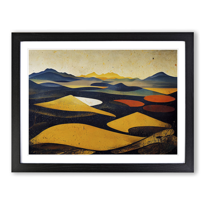 Hopeful Mountain Abstract 1 Piece Single Picture Frame Wall Art, 34cm H x 46cm W x 2cm D, Black