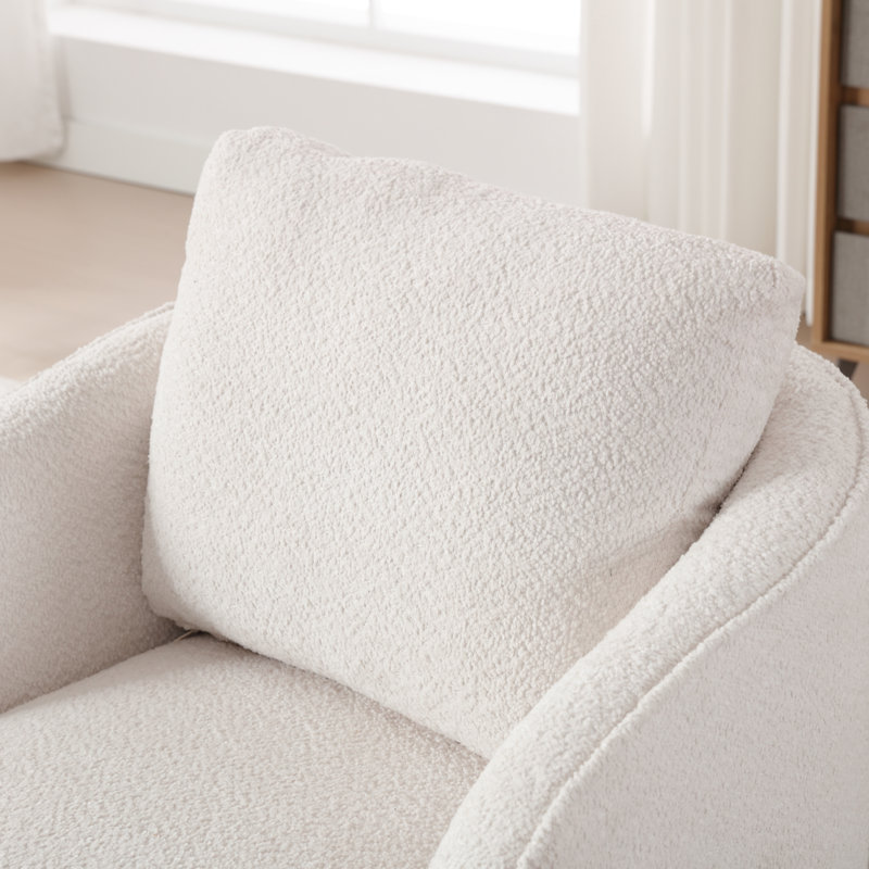 Dalbert 30.3'' Wide Swivel Barrel Chair, Ivory 100% Polyester