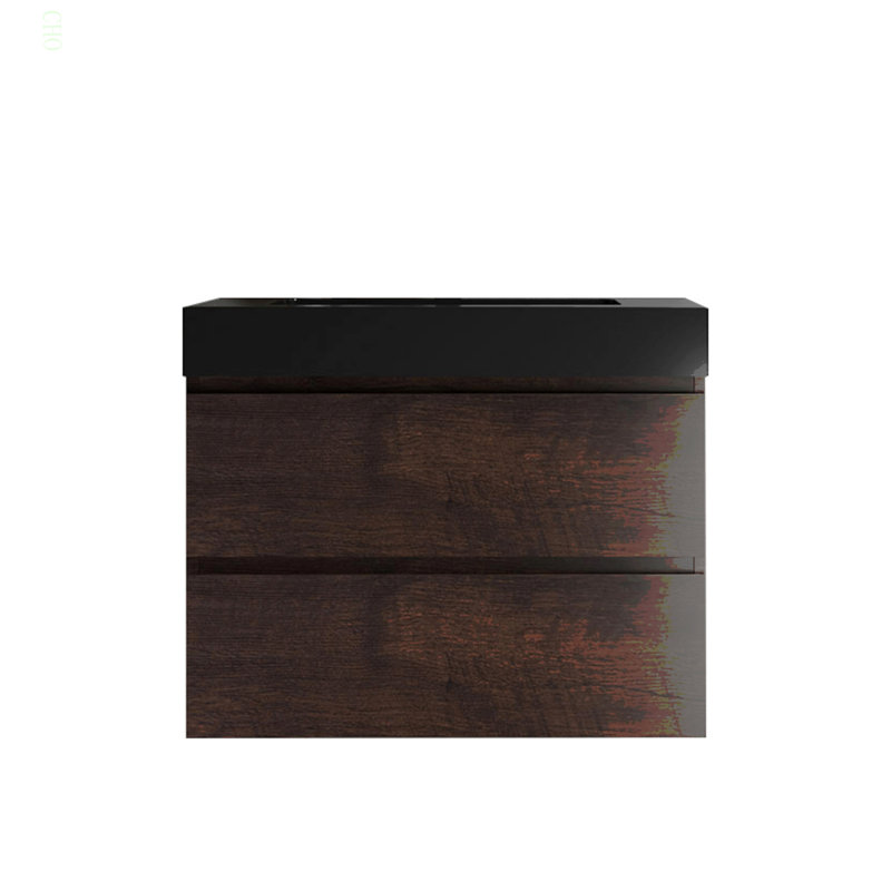 Lavabo intégré en quartz d'ingénierie sans drain ni robinet, couleur noir mat, 30"