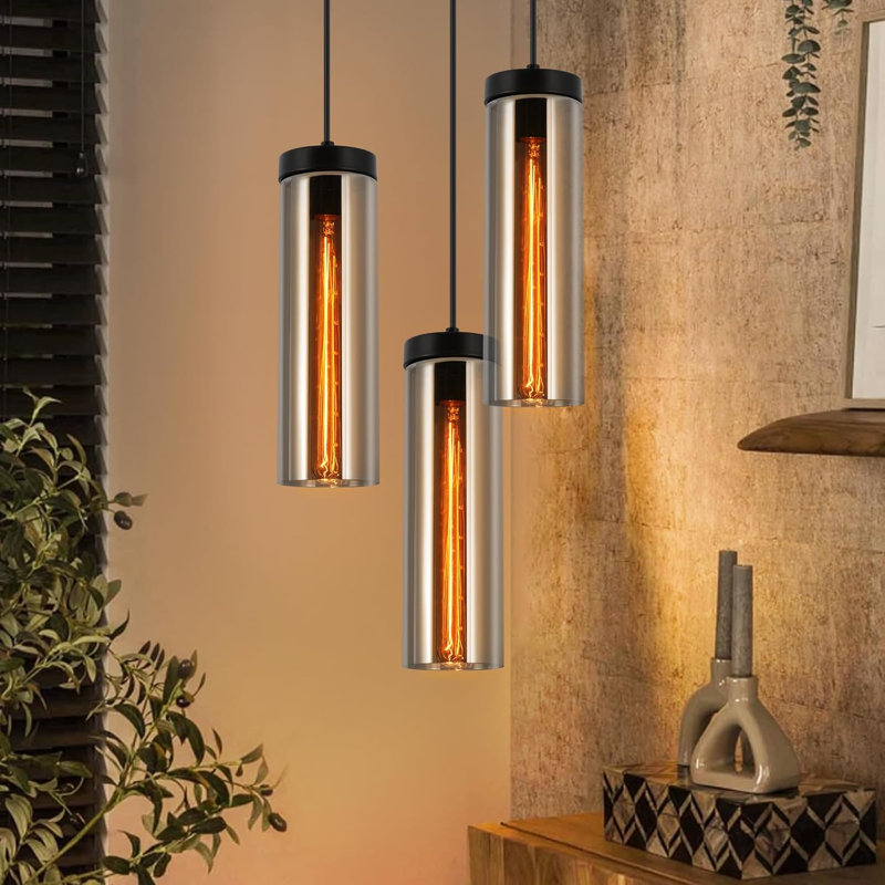 3 - Light Matte Black Cylinder Pendant