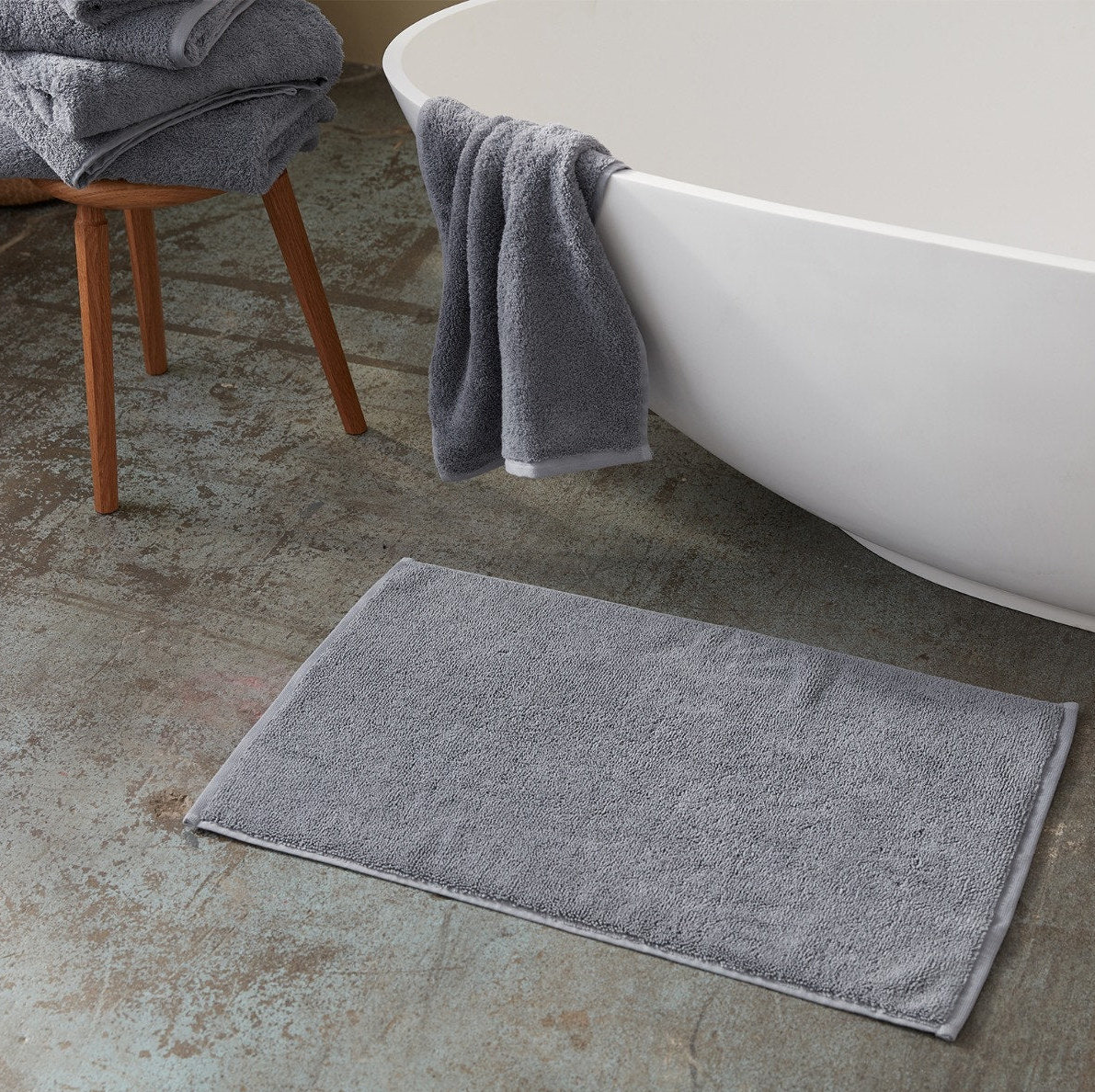Cloud Loom Organic Bath Mat, Steel Blue, 32" L x 19" W