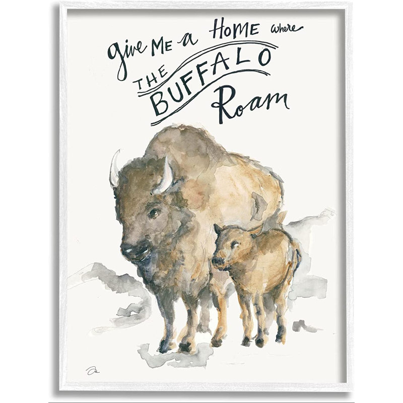 Offrez-moi une phrase à la maison Buffalo - Peinture encadrée sur panneau de fibres à densité moyenne, H 24 po x l 30 po
