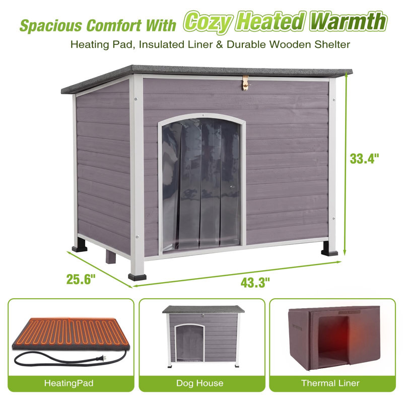 Niche pour chien isolée en bois gris