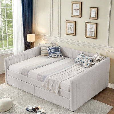 Upholstered Daybed with Two Drawers Rainbolt