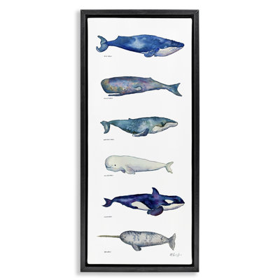 Maritime Sea Life Chart Black Framed Floater Canvas Wall Art by MB Cunningham