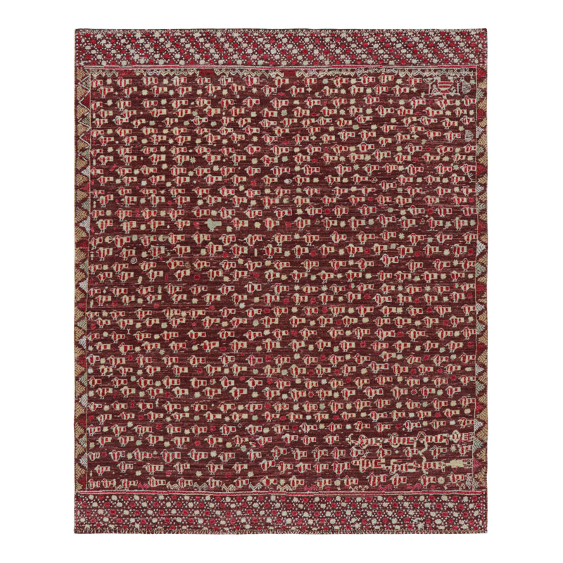 Burano Hand Knotted Wool Geometric Area Rug, Rectangle 5' x 7'