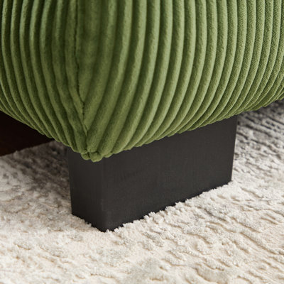 Ottoman en velours côtelé vert