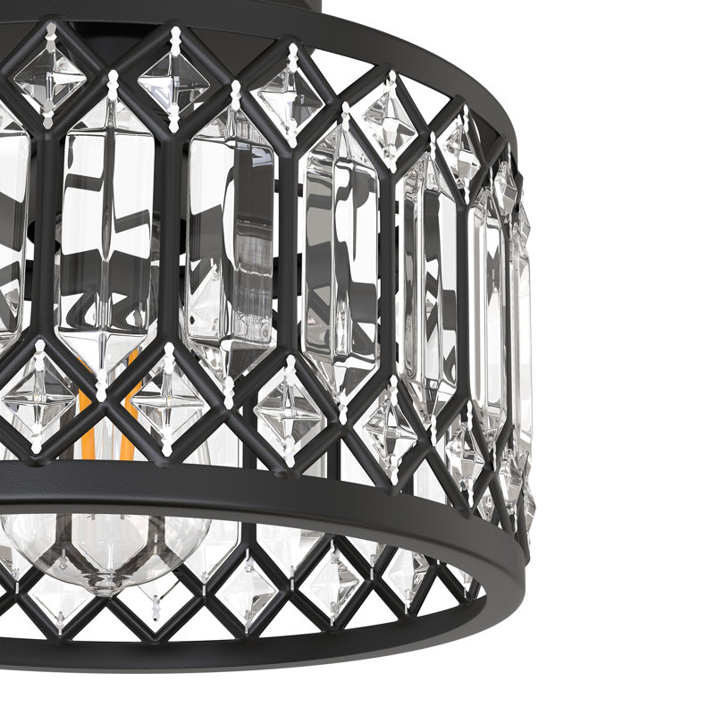 Plafonnier semi-encastré cylindrique à 1 lumière, Noir mat