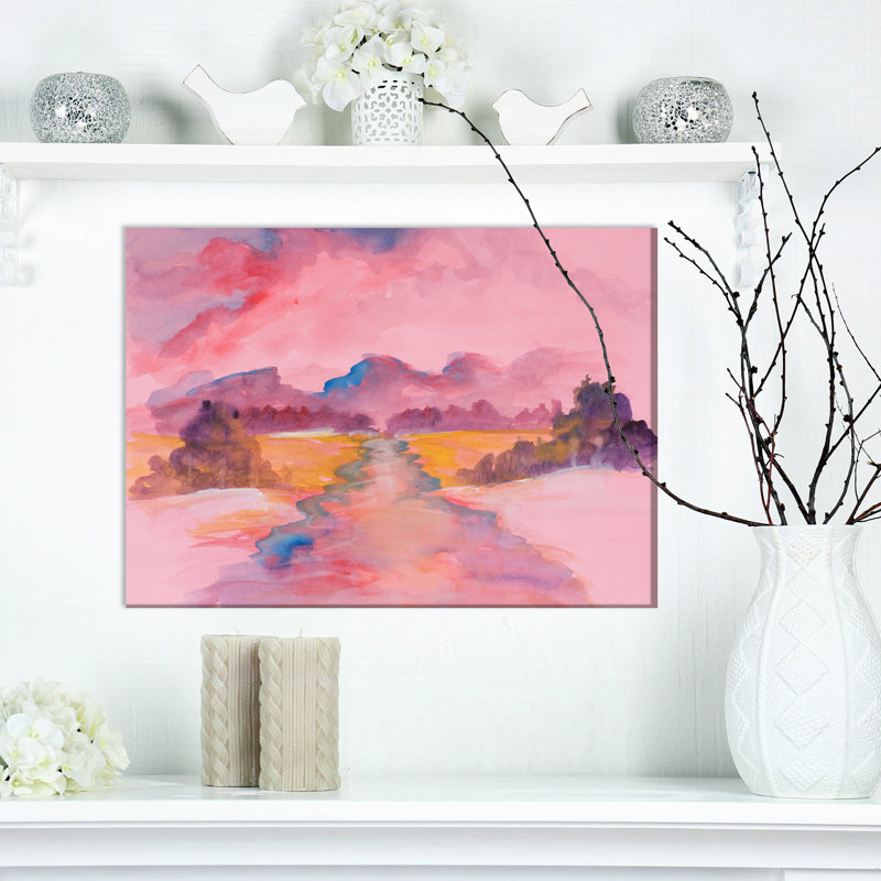 Abstrait rose, reproduction d'art sur toile tendue, H 20 po x l 20 po x P 1 po