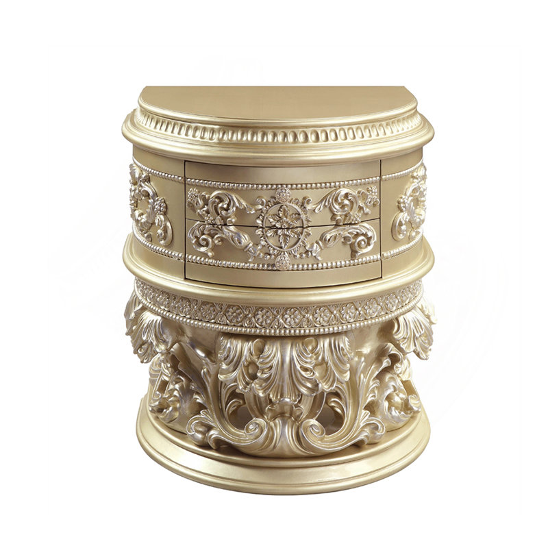 2 - Drawer Nightstand in Champagne Silver