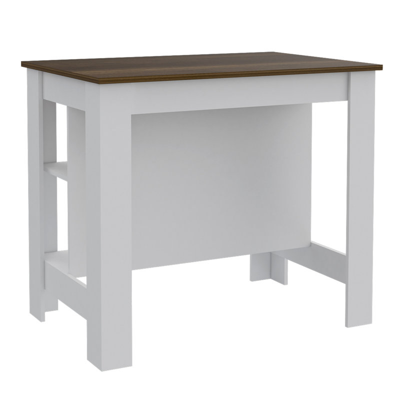 Îlot de cuisine à 3 tablettes Rockaway, H 35,35 po x l 40,45 po x P 27,45 po, Blanc/noyer