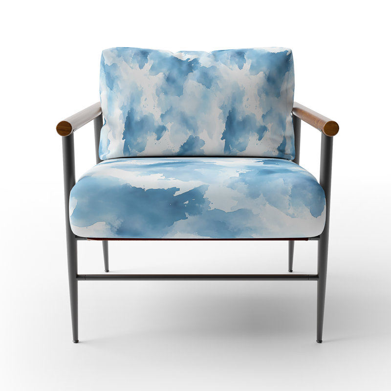 Chaise d'appoint abstraite - Blue Mist, Bras ronds bruns